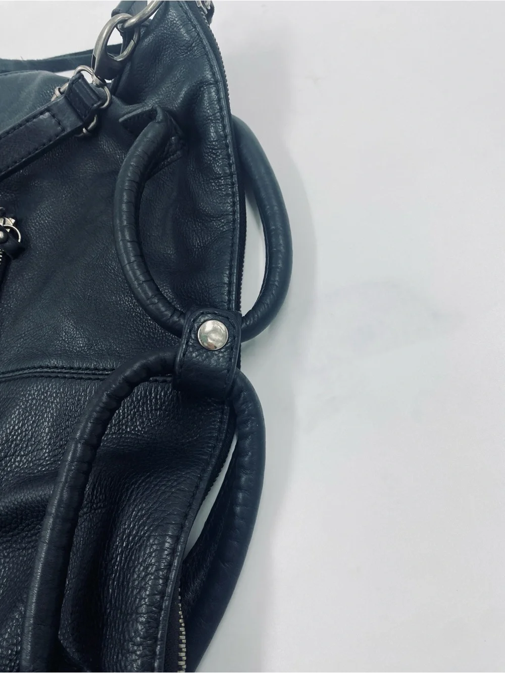 VTG Y2K Lucky Brand Leather Hobo Bag Tote Convertible Crossbody Purse Black EUC